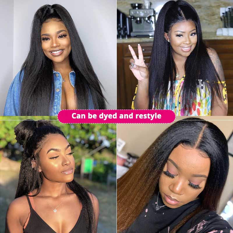 Glueless Human Hair Wigs Lace Closure Wig Kinky Straight Hair